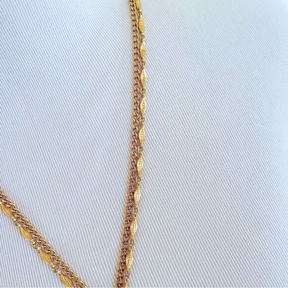 Vintage MONET 70's Doorknocker Style Double Chain Pendant Necklace, Door Knocker - Picture 8 of 13